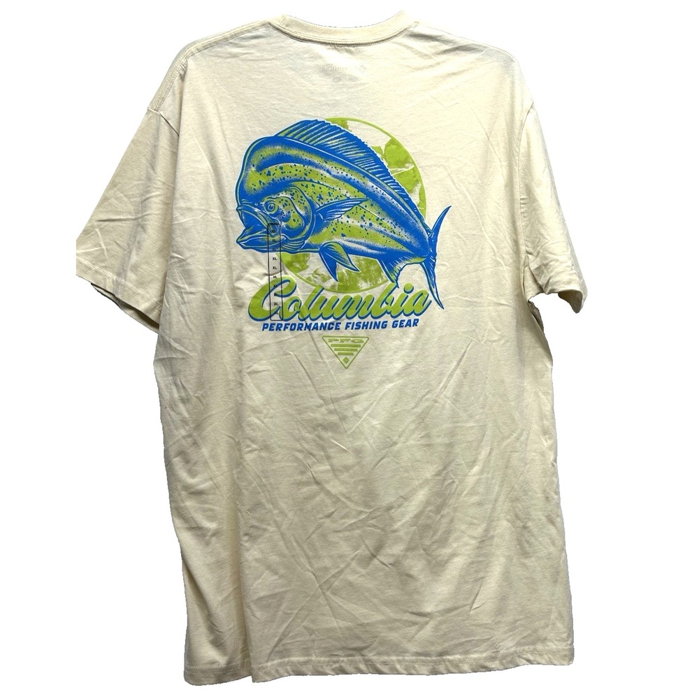 Columbia Men's PFG Tan Rhodes Short Sleeve Cotton XL T-Shirt (R1)